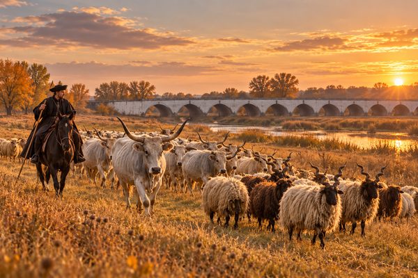 Hortobágyi őszi behajtás – illusztráció